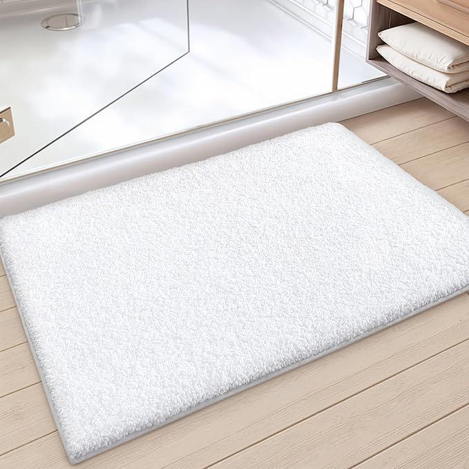 Color&Geometry White Large Bathroom Rugs, Absorbent, Non Slip, Soft, Washable, Quick Dry, 24"x36" Bath Mats for Bathroom, Microfiber Bath Rug Shower Mat, White