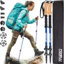 Foxelli Carbon Fiber Trekking Poles  Lightweight Collapsible Hiking Poles with Cork Grips, Lever Locks & All Terrain Accessories (Blue)
