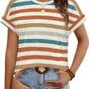 WIHOLL Womens Tops Short Sleeve Shirts Summer Outfits 2026 Spring Dressy Casual Clothes Clothing (M)