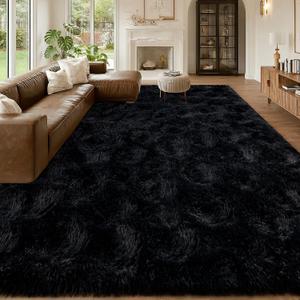 Mugorn Black Area Rugs 10x14 Living Room, Large Fluffy Rugs for Bedroom