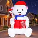 8FT Giant Christmas Inflatable Polar Bear with Penguin Decoration, LED Light Up & Built-in Speaker, Blow Up Outdoor Indoor Xmas Yard Decor for Lawn Garden Party Holiday Season