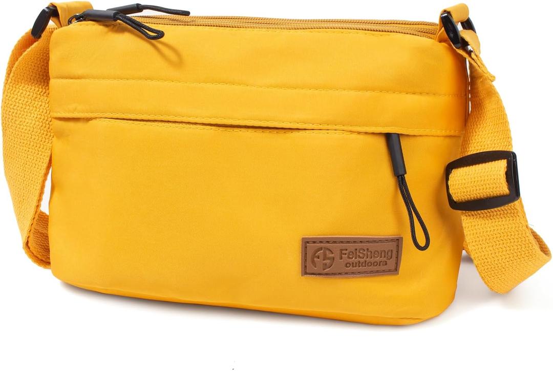 Crossbody Sling Bag Canvas Purse Small Shoulder Handbag 5 Pocket Casual Travel Messenger Hobo Bag Phone Satchel Backpack (Yellow)