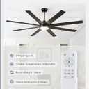 Fanbulous 65 Inch Ceiling Fans with Lights and Remote, Black Indoor/Outdoor Ceiling Fan with Quiet Reversible DC Motor, 6 Speeds, 3CCT, 8 Blades Large Ceiling Fan for Living Room Bedroom Patio