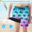 FABUVIEW Swimming Trunks with Compression Liner for Boys 7-16 Years,Crocodile Pattern Quick-Dry Swim Trunks for Kids Teens, Breathable Sun Protection Swim Shorts, Adjustable Drawstring Swimsuit