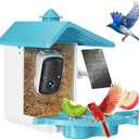 Smart Bird Feeder with Camera, Solar Powered WiFi WildBird Watching Camera with AI Bird Recognition, 2K Auto Capture, Vicohome App Alerts, Outdoor Garden Decor Gift for Dad Mom BirdLovers (Blue)