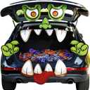 Trunk or Treat Car Decorations Kit for SUV, Halloween Cute Monster Face Trunk or Treat Car Decorations Kit, Outdoor Halloween Garage Door Decorations
