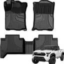 AOMSAZTO Floor Mats for 2016-2023 Toyota Tacoma Double Cab (Automatic Only), TPE All Weather Custom Fit Bed Mat for Toyota Tacoma 1st and 2nd Row Full Set Car Liners, Black