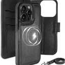 Case Wallet for iPhone 15 Pro Wallet Case with Card Holder, Detachable Magnetic Leather Flip Cover, Compatible with MagSafe Wireless Charging, Kickstand Shockproof Cover 6.1 Inch, Black