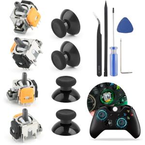 4Pack Joysticks for XboxOne S/X Hall Effect Joystick Replacement for Xbox One/One S 3D Analog Sensor Module Thumb Stick Controller Accessories Parts with Repair Tools