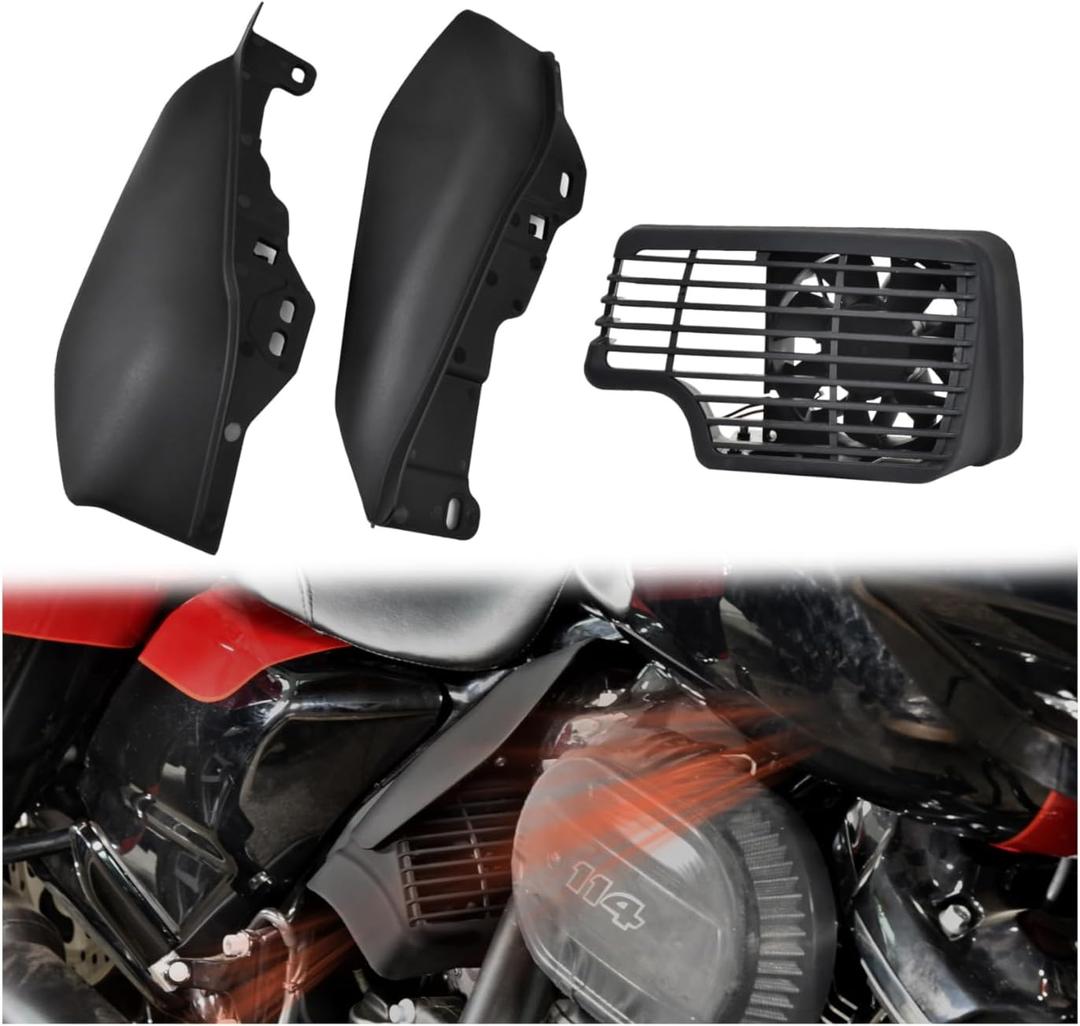 Air Deflector with Fan Cooler for Road Glide, Heat Shield with Cooler Fan Mid Frame Harley CVO Road Glide Limited Tri Glide Ultra Limited Electra Glide Classic 2017-2024 Accessories