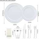 350 PCS Silver Plastic Dinnerware for 50 Guests,Silver and White Disposable Plates for Party Wedding with Napkins, 50 Dinner Plates, 50 Dessert Plates, 50 Silverware Set, 50 Cups