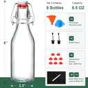 8-Pack 8.5oz Flip Top Glass Bottles, Swing Top Beer Brewing Bottle for Fermentation, Kombucha, Kefir, Vanilla Extract, Coquito, Juice, Soda, Tea - Airtight Stopper Cap Lid, Bonus 2 Bottle Pourers
