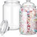 Nuogo 2 Pcs 1 Gallon 128 oz Candy & Cookie Jar Plastic Jars with Lids Decorative Apothecary and Candy Buffet Container Clear Airtight Food Storage Canister