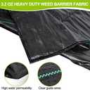 FZHENGDELI Heavy Duty Weed Barrier, 3.2oz Thick Geotextile Landscape Fabric 3ft x 50ft with 20 U-Shaped Stakes, Commercial Grade Weed Block Ground Cover, Black