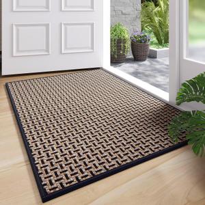 Door Mat Entrance 24x35, Dirt Resistant and Absorbent, Non-Slip Rubber Backing Floor Mats, Easy Clean Low-Profile Doormat for Entryway, Front Door, Inside Entrance, Black