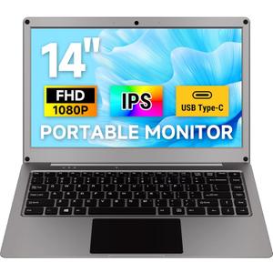 ELECROW 14 Inch Portable Monitor with Keyboard, Lapdock 1080P FHD IPS Display with Built-in Battery, USB C External Computer Monitors Compatible with Raspberry Pi, Phone, Mini PC, Mac, Game Console