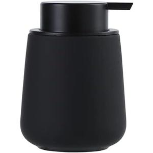 BosilunLife Black Soap Dispenser - Ceramic Dish Soap Dispenser for Bathroom 12ounce Refillable Liquid Hand Dispenser for Essential Oil, Lotion Dispenser with Pump (Rubber Paint)