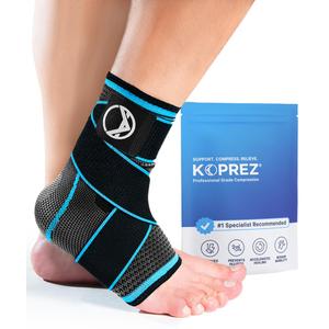 Koprez Plantar Fasciitis Sleeve - Plantar Fasciitis Relief, Plantar Fasciitis Socks, Ankle Compression Sleeve, Ankle Support for Women, Plantar Fasciitis Brace, Ankle Sleeve, Ankle Support Men (X-Large, Blue)