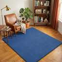 Amearea 5x5 Square Area Rugs for Bedroom Living Room, Modern Blue Thickened Memory Foam Rug, Fluffy Indoor Washable Rugs Non Slip Minimalist Carpet for Kids Boys Girls Dorm Nursery Room Decor