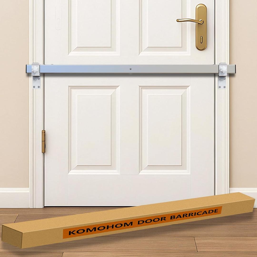 Stainless Steel Door Security Bar 38" (Door Barricade) Anti Door Break in, Security Door Safety Lock Bar from Inside, Fits Doors 33"-36" Wide.