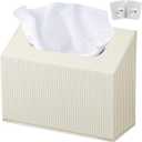 Hand Towels Box Cover Holder,PU Leather Hand Towel Case Compatible with Kleenex Disposable Paper Hand Towels (Beige White)