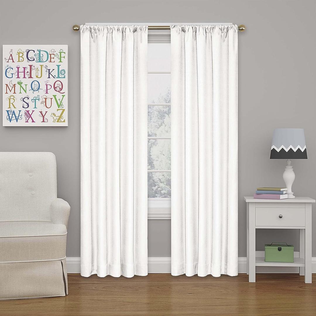ECLIPSE Kendall Modern Blackout Thermal Rod Pocket Window Curtain for Bedroom or Living Room (1 Panel), 42 X 84, White