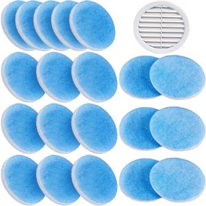 Layhit 20 Pcs Rv 5.25" Round Air Conditioner Filter Foam Air Duct Ac Filter Replacement Vent Filters for Camper Car Parts, Blue and White