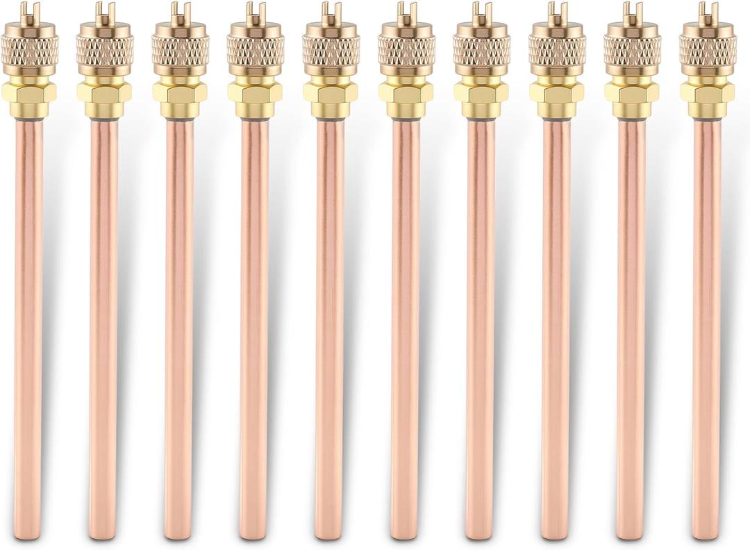 AUTOKAY 10x HVAC AC Schrader Valve Core Remover Cap Tube 1/4" SAE * 1/4" OD * 4.65" Stem