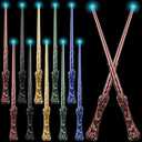Jerify 10 Pieces Light up Magic Wizard Wands Sound Illuminating Toy 14.6 Inch Witch Wand for Kids Halloween Birthday Gifts Cosplay Party Costume Accessories(Multicolor)