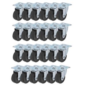 findmall Heavy Duty Swivel Caster Wheels 24 Pack 2 Inch Rubber Base with Top Plate and Bearing (Black)