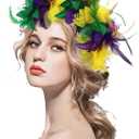 Mardi Gras Headband, Mardi Gras Feather Flower Headband Purple Yellow Green Hairband Hair Accessory Halloween Headband