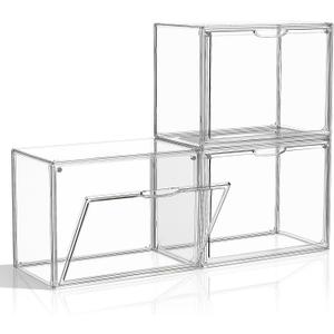 Purse Organizer for Closet, 3 Pack Handbag Storage Organizer, Clear Acrylic Display Case for Collectibles, Stackable Bag Organizer with Magnetic Door for Wallet, Clutch, Figure, Toys