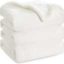 Bedsure GentleSoft Sherpa Fleece Blanket Queen Size for Bed, Non-Heated, Thick and Warm Throw for Women and Men, Soft Fuzzy Plush Queen Blanket for Winter, White, 90x90 Inches