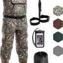 Foxelli Chest Waders, Waterproof 4mm Neoprene Hunting & Fishing Waders for Men & Women with Boots (12, Camo)