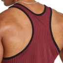 MIZOK Mens Gym Workout Sleeveless Tank Top Color Block Muscle Racerback Athletic Tops Ribbed Knit Shirt (XX-Large, Red)