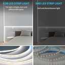 COB LED Strip Lights 100ft,6000K DC 24V Dimmable White Flexible LED Lights Strip for Bedroom,with Remote and app Control LED Rope Lights for Living Room,Shelf,Cabine,Bed(2 Rolls of 50ft)