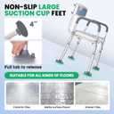 Heavy Duty Shower Chair for Elderly and Disabled, 500 LB Capacity | Adjustable height, Silicone Foot Scrubber, Inside Shower,Non Slip Shower Seat,