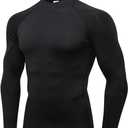 LANBAOSI 3 Pack Mens Mock Turtleneck Compression Shirts Long Sleeve Sun Protection Shirts Cooling Workout Gym Tops Undershirt (Medium, Black)