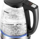 COMFEE' 1.7L Glass Tea Kettle and Kettle Water Boiler - Electric Kettle Temperature Control with 6 Presets, 2-Hr Keep Warm, Fast Heating, 304 Stainless Steel, Auto-Off and Boil-Dry Protection (1.8 Quarts, Transparent Digital)