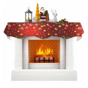 NYZE Christmas Mantel Scarf 70 x 17 Inch Fireplace Mantel Scarf Cover Decoration for Christmas Fireplace Scarf Shelf Top Runner Holiday Winter Home Decor