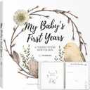 First 5 Years Baby Memory Book Girl, Boy - 90 Pages Hardcover First Year Milestone Keepsake Book, Newborn Scrapbook for New Parents, Minimalist Photo Album Journal, Gift for Baby Shower (WonderLand)