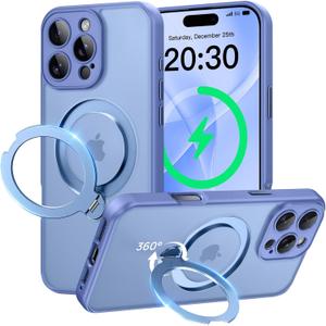 Peerock for iPhone 16 Pro Max Case with 360°Spin Magnetic Stand[Fit for MagSafe][Rotatable Ring Holder][Full Camera Protection] Adjustable Kickstand iPhone Case for iPhone 16 Pro Max 6.9", Blue