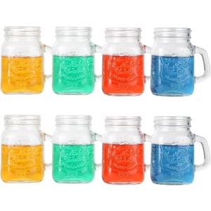 Lily's Home Mini 3.7 Oz Mason Jar Shot Glasses With Handles, Just Like the Real Deal Except Smaller, A Funny Gift and Conversation Piece at BBQs and Parties, Clear (3.25" x 1.75", Set of 8)