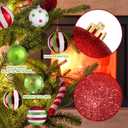 Vercraft 36 Pcs Christmas Ball Ornaments Set Red and Green Christmas Tree Pendants Glittering Plastic Hanging Decorations Lime Green Decor for Xmas Tree Wreath Holiday Party Decorations