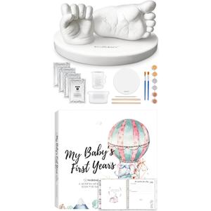 KeaBabies Hands and Feet Baby Casting Kit Mold and First 5 Years Baby Memory Book Journal - 3D Newborn Casting Set, Easy DIY Infant Foot Molding Set, 90 Pages First Year Keepsake Milestone Book