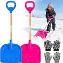 Kids Snow Shovel Adjustable 22-32 Inch Detachable Wooden Handle with Plastic D-Grip Handle and Scoop Includes Child Winter Gloves Lightweight Plastic Shovels for Snow Removal
