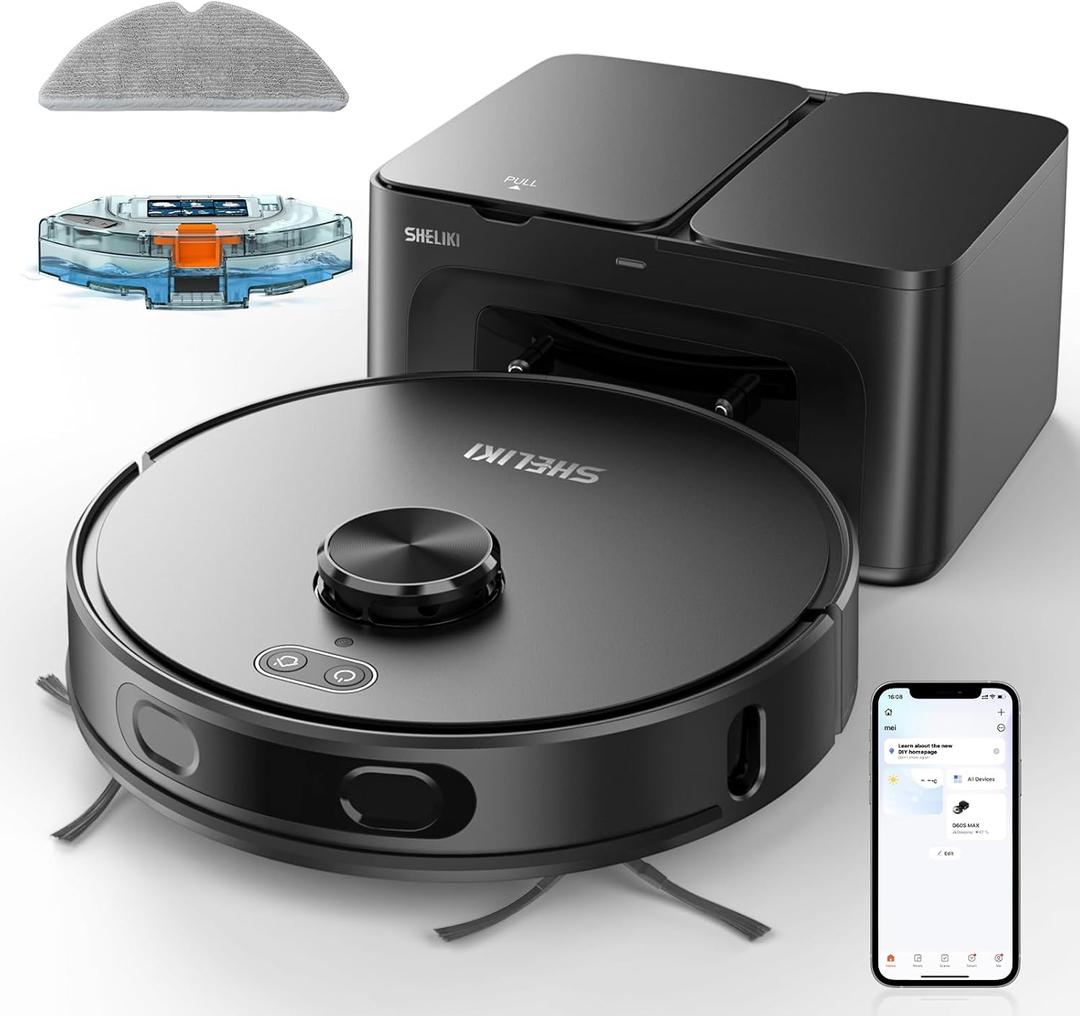 Robot Vacuum and Mop, 3-in-1 Robotic Vacuum Cleaner with 70-Day Self-Emptying Base, 360 LiDAR Navigation, Smart Mapping & Auto-Return, 6000Pa Strong Suction for Pet Hair, Carpets & Hard Floors