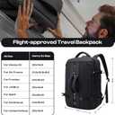 JODEBES Travel Backpack Carry On 50L, Laptop Backpack,Airline Approved Duffel TSA Luggage Bag for Men Women, Water-resistant Large Business Rucksack Daypack, Fits 17.3" Laptop, Black