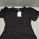 LAOLASI Women's Petal Short Sleeve Bodysuit Crew Neck Slim Fit Casual Stretchy Body suit T Shirts (01 Black)