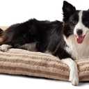 FURTIME Washable Dog Bed Large Sized Dogs, Deluxe Dog Crate Beds Comfy Fluffy Kennel Pad Anti-Slip Pet Sleeping Mat, Machine Washable Dogs Pillow, 35"x23"x3.5", Brown
